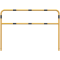 Protective bar made of steel tubing |  48 x 2.5 mm | with crossbar | total width: 2000 mm | total height: 1400 mm | hot-dip galvanized and yellow coatedwith black warning stripes